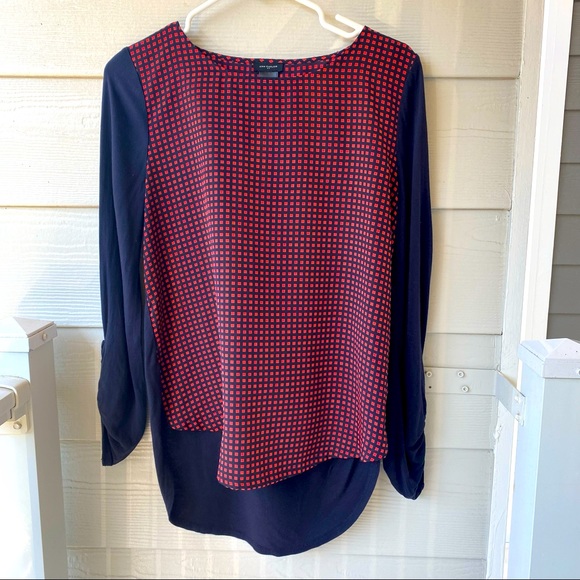 Ann Taylor Tops - ANN TAYLOR Two Sided Long Sleeve Scoop Neck Blouse